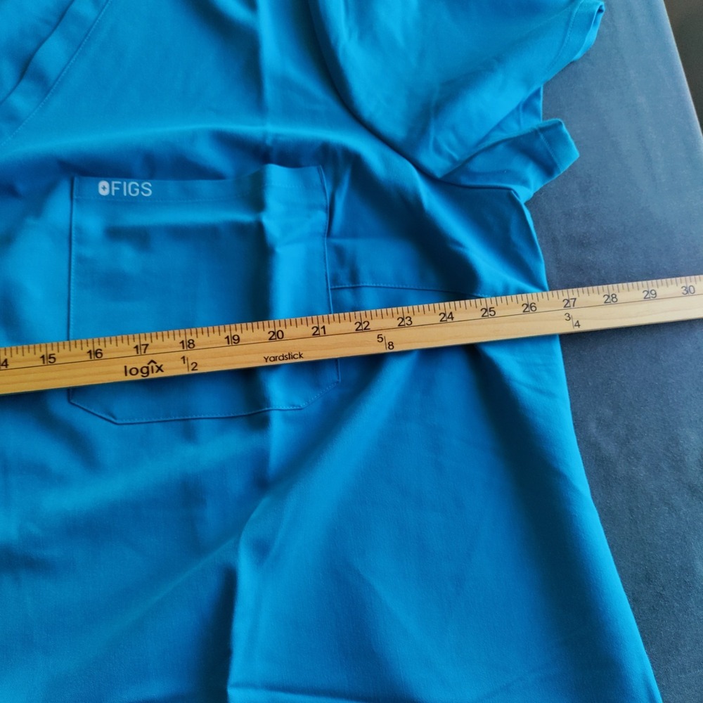 NWT Figs 4XL Catarina Extremes Ocean Blue One-Pocket‎ Medical Nurse Scrub Top - Picture 9 of 13
